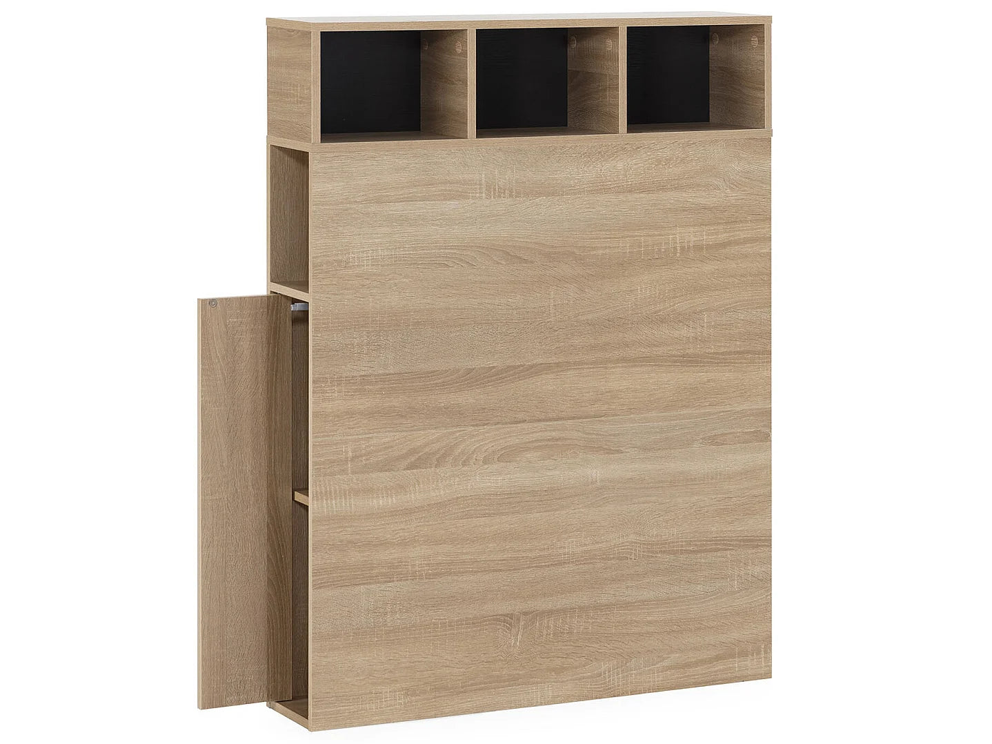 Tête de lit chêne, niches et portes latérales