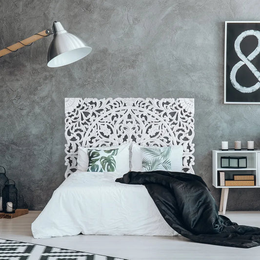 Tête De Lit En Bois Sculpté 160 Blanc