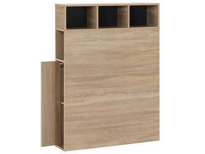 Tête de lit chêne, niches et portes latérales