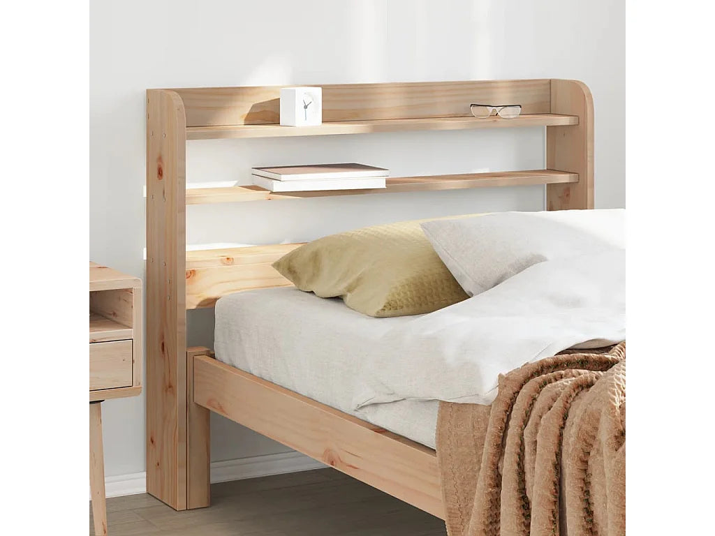 Tête de lit avec étagères en pin massif, 110 cm