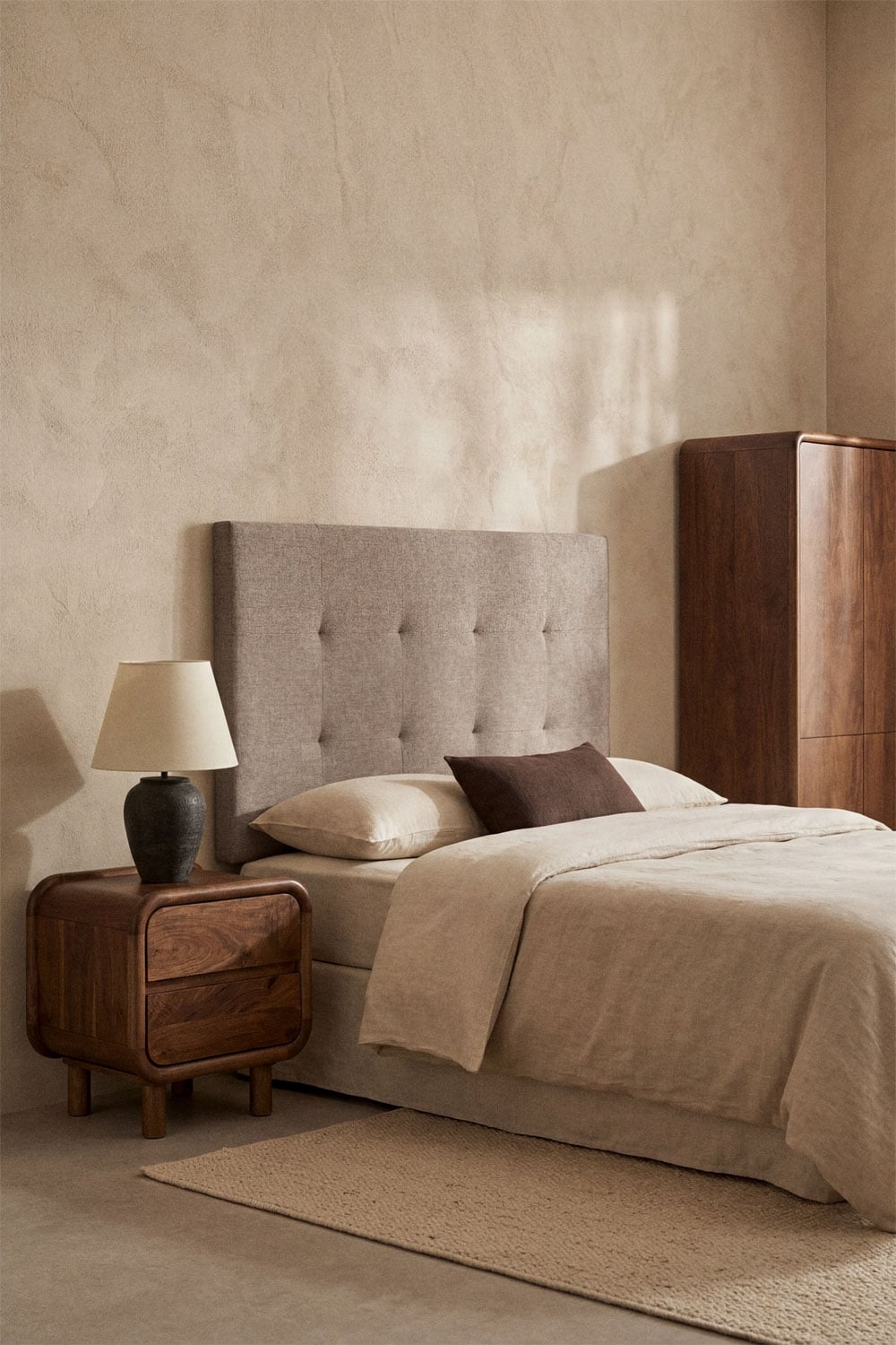 Tête de lit capitonnée en chenille brun moka